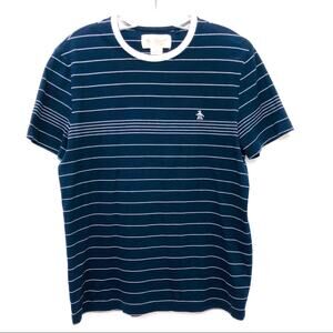 Men’s Penguin by Munsingwear Short Sleeve Navy  White Stripe T Shirt Crew Neck